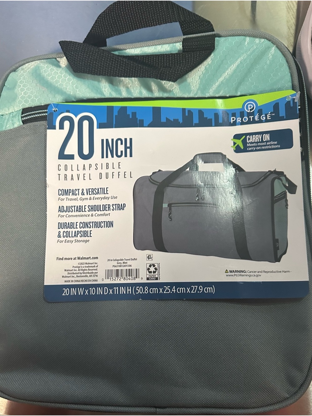 Protegé 20-Inch Collapsible Travel Duffel Bag - Teal/Gray